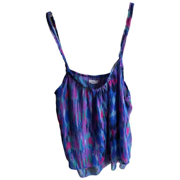 Aerie Cropped Shirt Tank Top Cammy Womens XS Boho Adjust Strap Multicolor Purple - Picture 1 of 7